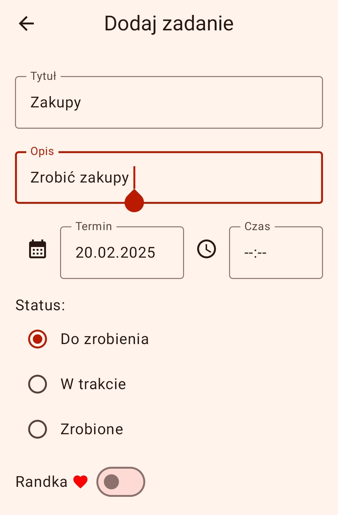 Zrzut ekranu aplikacji LoveHaven