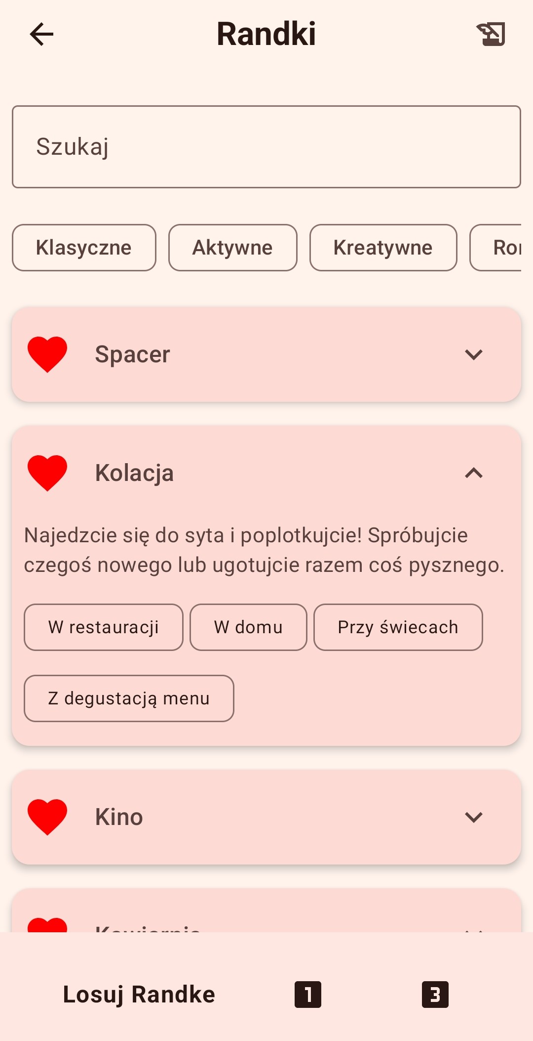 Zrzut ekranu aplikacji LoveHaven