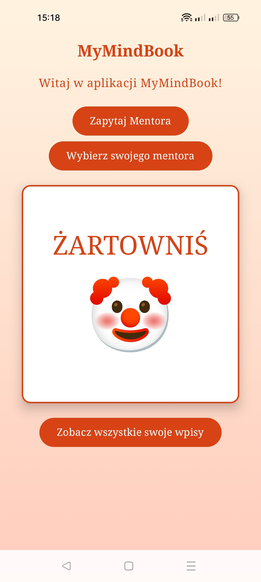 Zrzut ekranu aplikacji MyMindBook