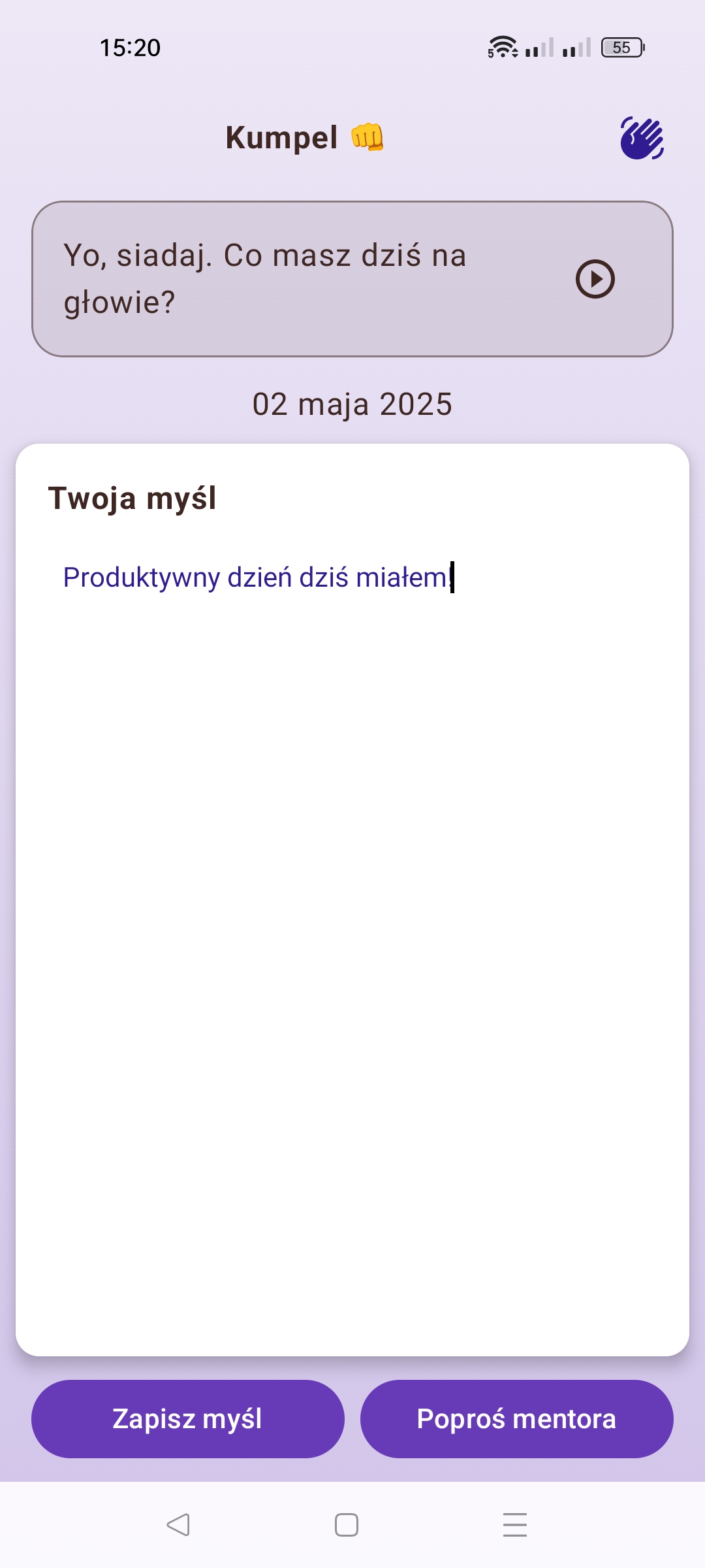 Zrzut ekranu aplikacji MyMindBook